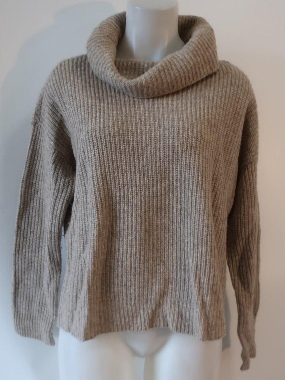 Womens Eileen Fisher Taupe (Item- 106) Yak Merino Wool Turtleneck Sweater S